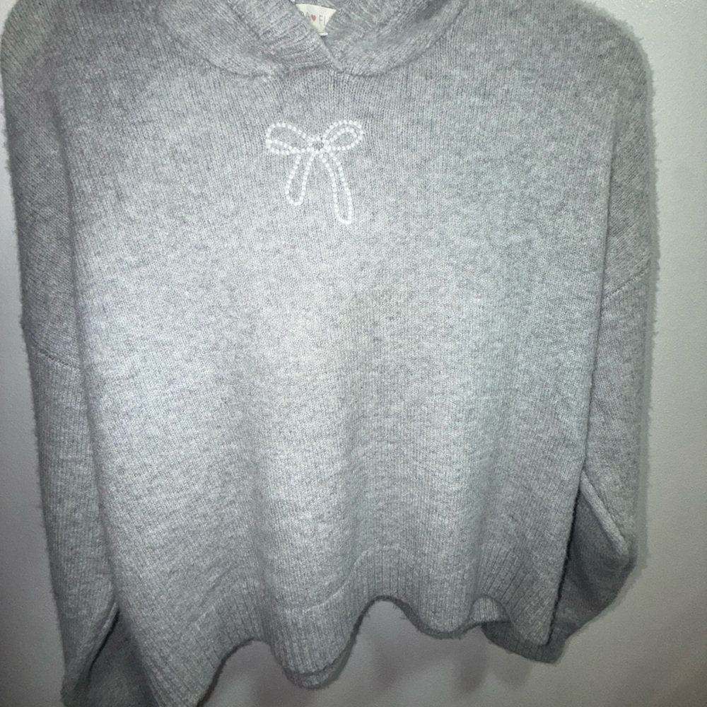 Ultra Flirt Light Gray Cowl Neck Sweater